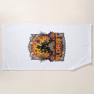 Broom Broke Florist Halloween Witch Pumpkin Haunte Beach Towel