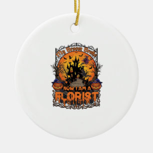 Broom Broke Florist Halloween Witch Pumpkin Haunte Ceramic Ornament