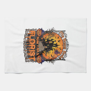 Broom Broke Florist Halloween Witch Pumpkin Haunte Kitchen Towel