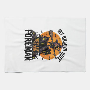 Broom Broke Foreman Witch Crew Halloween Design_1 Kitchen Towel