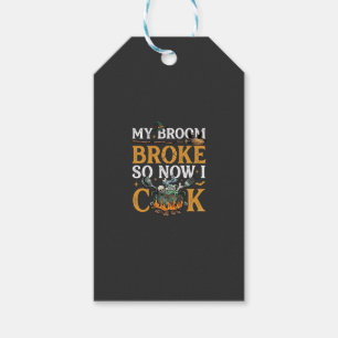 Broom Broke Halloween Cauldron Skulls Black Cat_1 Gift Tags