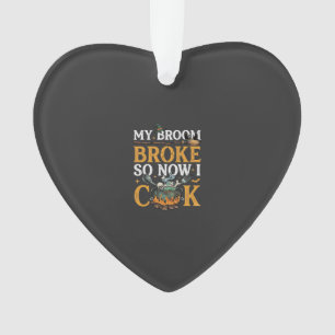 Broom Broke Halloween Cauldron Skulls Black Cat_1 Ornament
