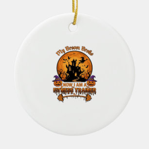 Broom Broke Halloween Fitness Trainer Witch Pumpki Ceramic Ornament