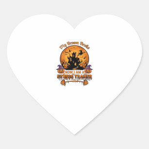 Broom Broke Halloween Fitness Trainer Witch Pumpki Heart Sticker