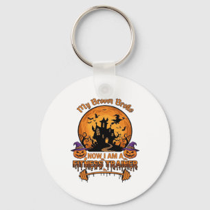 Broom Broke Halloween Fitness Trainer Witch Pumpki Keychain