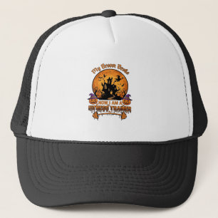 Broom Broke Halloween Fitness Trainer Witch Pumpki Trucker Hat