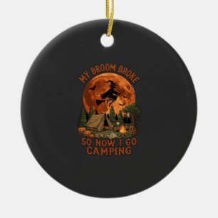 Broom Broke Halloween Witch Camping Tent Campfire Ceramic Ornament