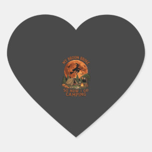 Broom Broke Halloween Witch Camping Tent Campfire  Heart Sticker