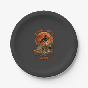 Broom Broke Halloween Witch Camping Tent Campfire  Paper Plate
