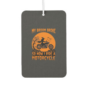 Broom Broke Halloween Witch Motorcycle Bats Pumpki Air Freshener