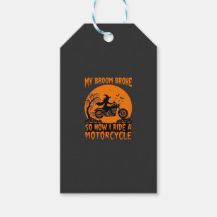 Broom Broke Halloween Witch Motorcycle Bats Pumpki Gift Tags