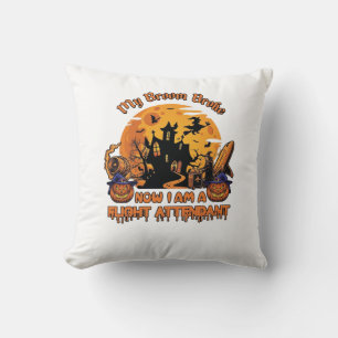 Broom Broke Now Am Flight Attendant Halloween_1 Throw Pillow