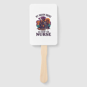 Broom Broke Nurse Halloween Witch Haunted House_1 Hand Fan
