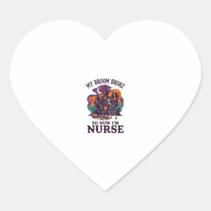 Broom Broke Nurse Halloween Witch Haunted House_1 Heart Sticker