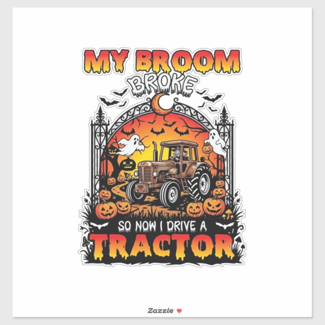 Broom Broke Tractor Halloween Witch Ghosts_1 (Sheet)