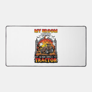 Broom Broke Tractor Halloween Witch Ghosts_1 Desk Mat