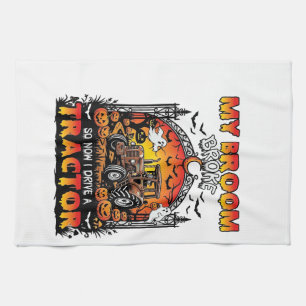 Broom Broke Tractor Halloween Witch Ghosts_1 Kitchen Towel