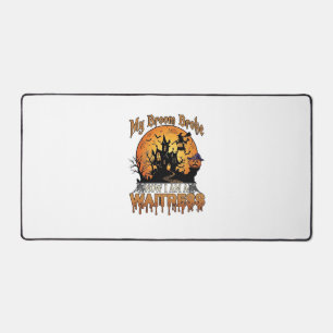 Broom Broke Waitress Halloween Witch Haunted House Desk Mat