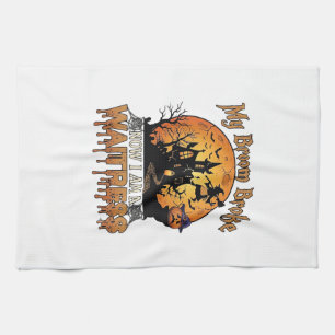 Broom Broke Waitress Halloween Witch Haunted House Kitchen Towel