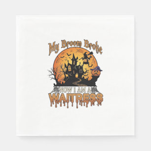 Broom Broke Waitress Halloween Witch Haunted House Napkin