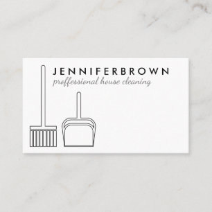 Broom House Cleaning Keeping black Business Card