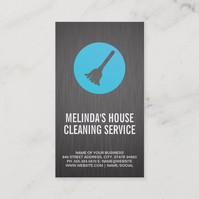 Broom Logo | Cleaning Services Business Card (Front)