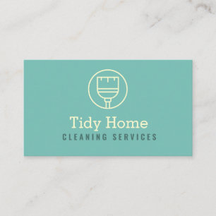 Broom Logo Modern Cleaning Service Business Card