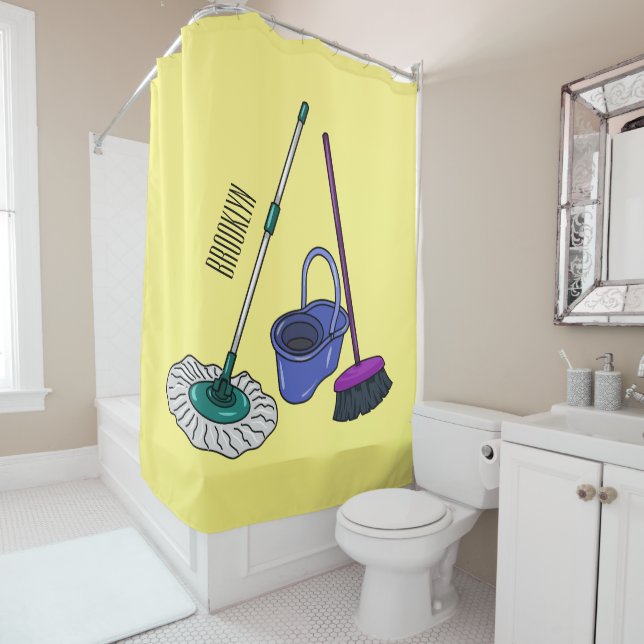 Broom & mop cartoon illustration (In Situ)