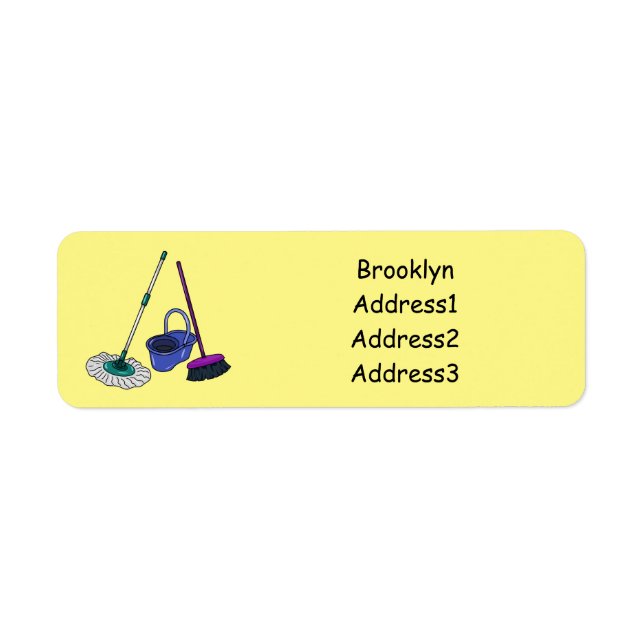 Broom & mop cartoon illustration (Front)