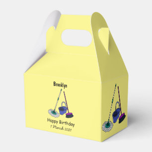 Broom & mop cartoon illustration favor box
