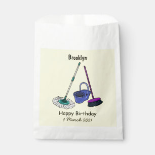 Broom & mop cartoon illustration favour bag