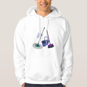 Broom & mop cartoon illustration hoodie