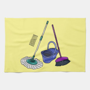 Broom & mop cartoon illustration kitchen towel