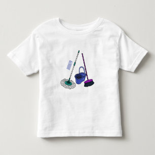 Broom & mop cartoon illustration toddler t-shirt