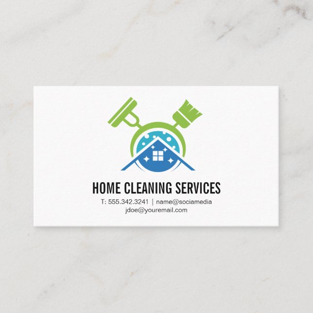 Broom Mop Maid Logo Business Card (Front)