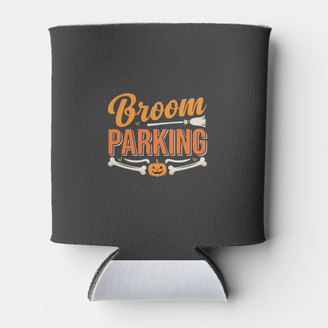 Broom Parking Halloween Vector Design_1 Can Cooler (Front)
