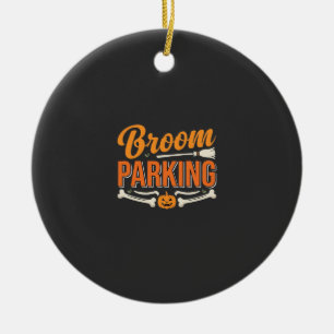 Broom Parking Halloween Vector Design_1 Ceramic Ornament