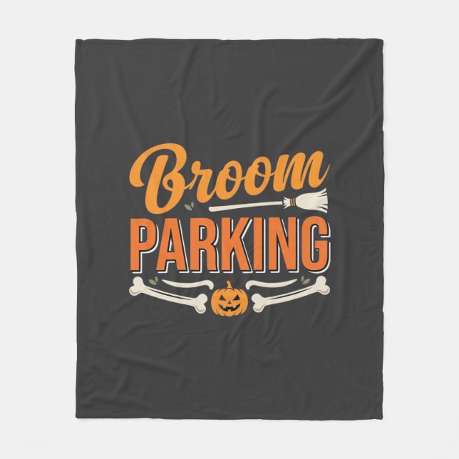 Broom Parking Halloween Vector Design_1 Fleece Blanket (Front)