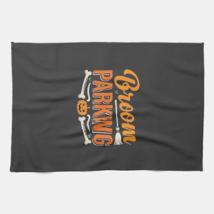 Broom Parking Halloween Vector Design_1 Kitchen Towel