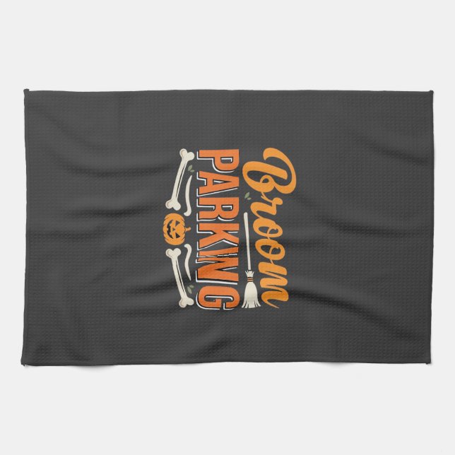 Broom Parking Halloween Vector Design_1 Kitchen Towel (Horizontal)