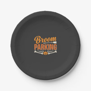 Broom Parking Halloween Vector Design_1 Paper Plate