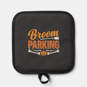 Broom Parking Halloween Vector Design_1 Pot Holder