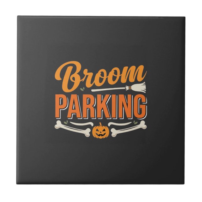 Broom Parking Halloween Vector Design_1 Tile (Front)