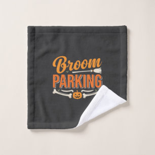 Broom Parking Halloween Vector Design_1 Wash Cloth
