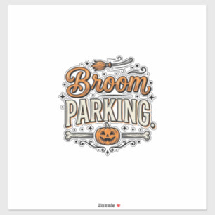 Broom Parking Halloween Vintage Witch Vector Desig