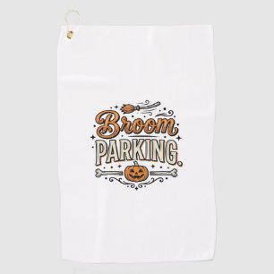 Broom Parking Halloween Vintage Witch Vector Desig Golf Towel