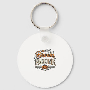 Broom Parking Halloween Vintage Witch Vector Desig Keychain