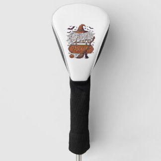 Broom Parking Halloween Witch Hat Broomstick Black Golf Head Cover