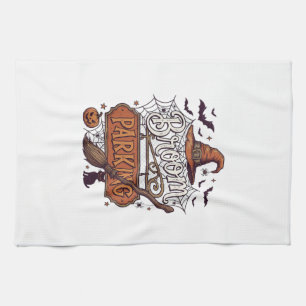 Broom Parking Halloween Witch Hat Broomstick Black Kitchen Towel