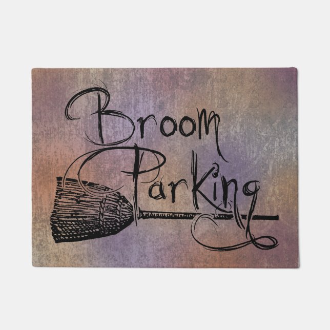 Broom Parking, Halloween Witch Sign, Fall Autumn Doormat (Front)